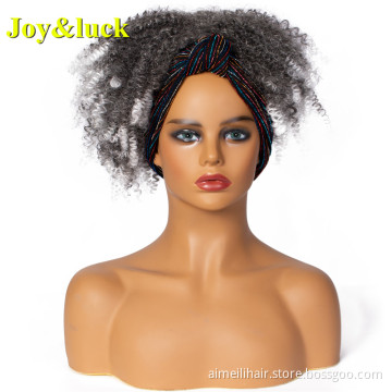 Women's Wholesale Head Band Wig Colored Hairband Grey Ombre White Scarf Short Afro Kinky Curly Headband Wig Synthetic Hair Wigs